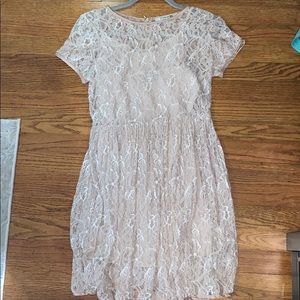 Tan lace dress with detachable slip included